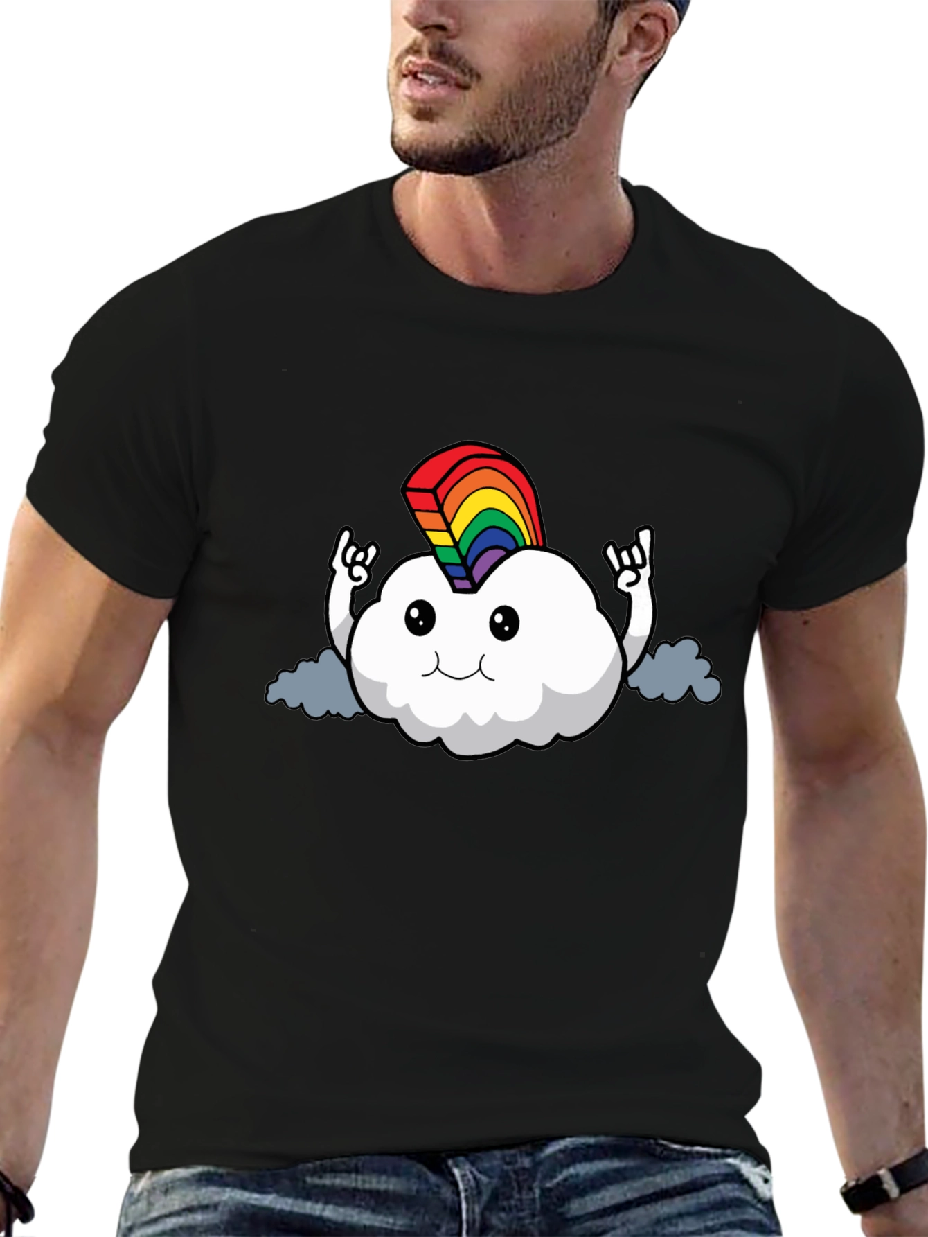 Rainbow Cloud Rock On T-Shirt