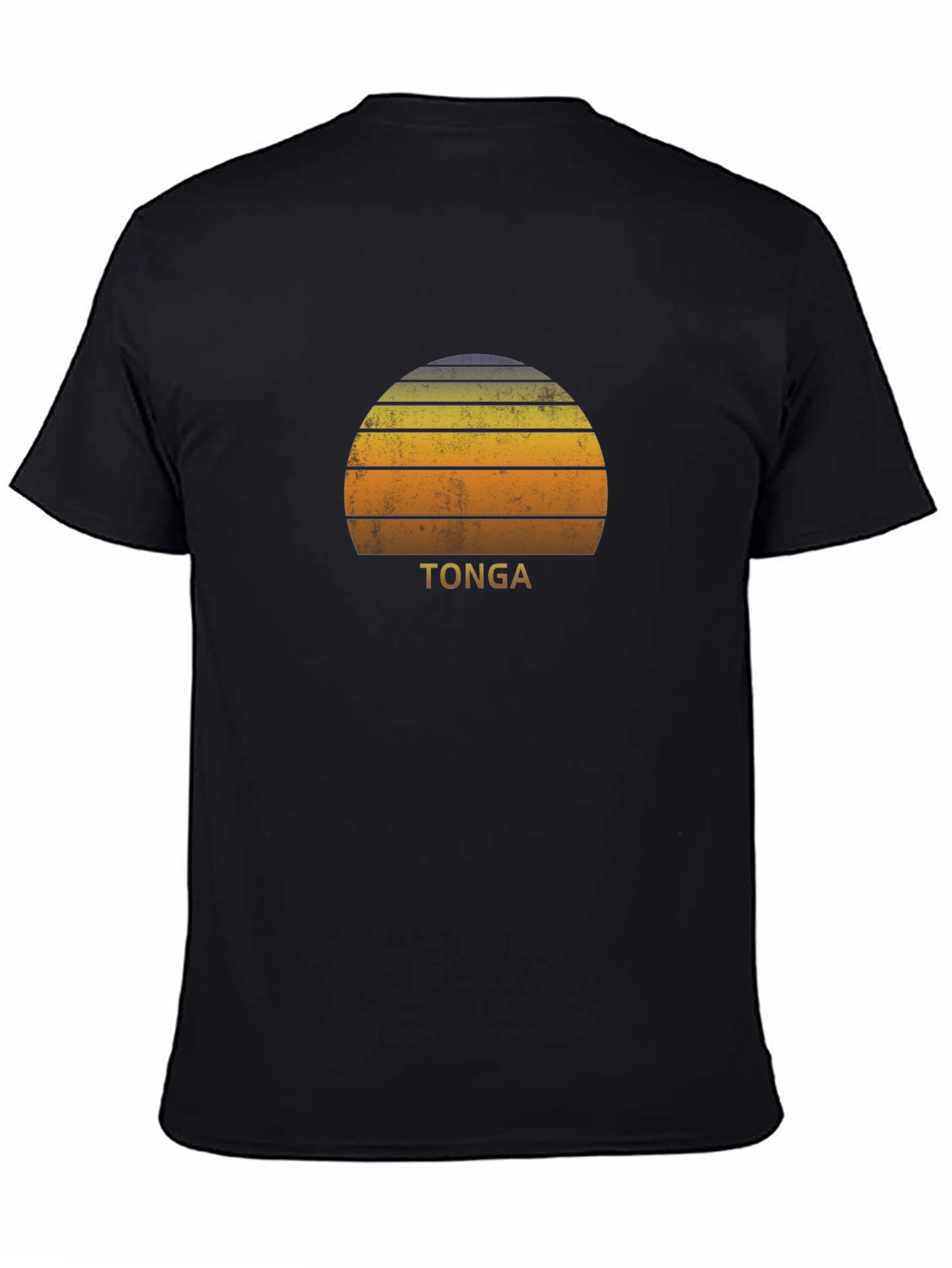 Tonga Sunset Graphic Tee - Retro Style Black T-Shirt