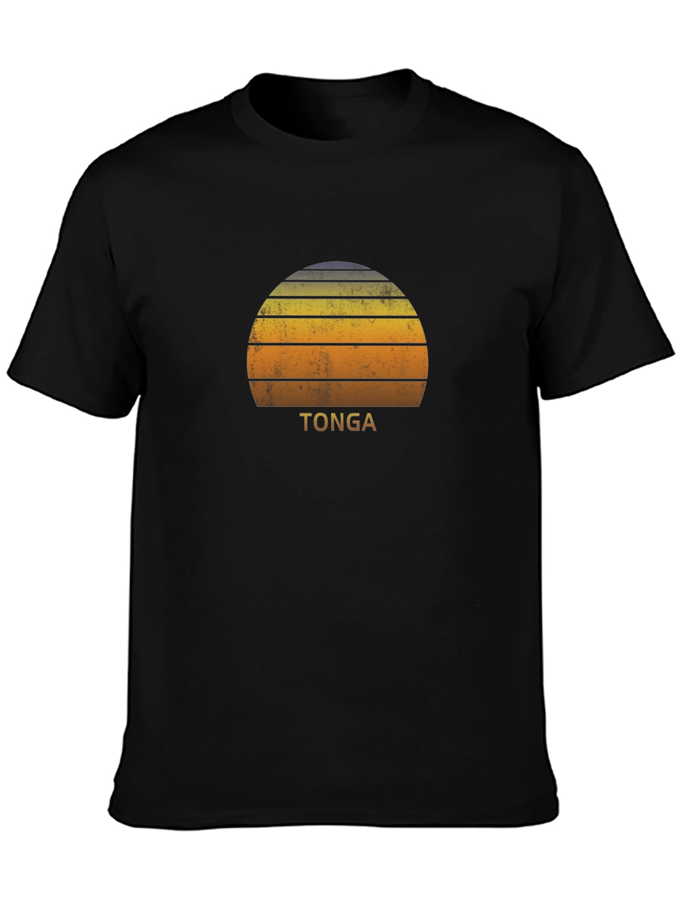 Tonga Sunset Graphic Tee - Retro Style Black T-Shirt