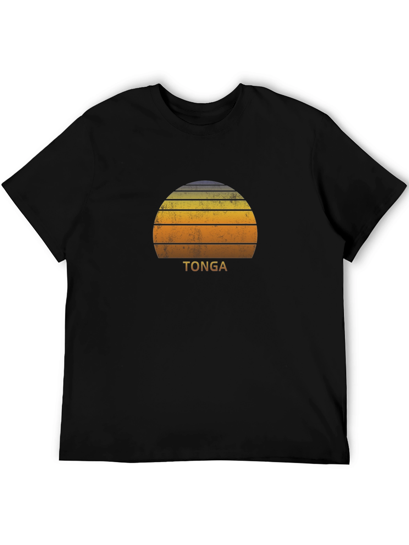Tonga Sunset Graphic Tee - Retro Style Black T-Shirt