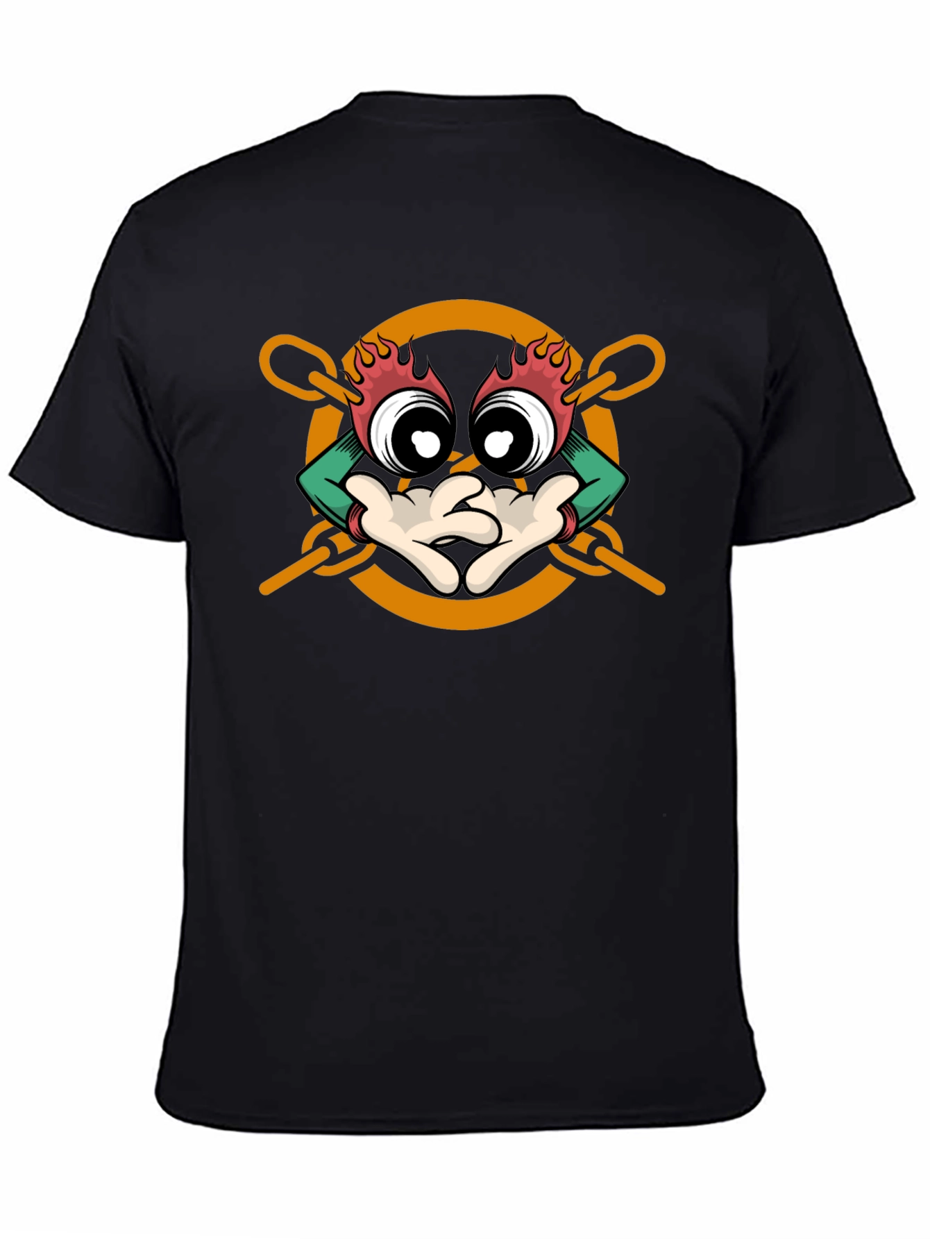 Cartoon Character Graphic Print Black T-Shirt
