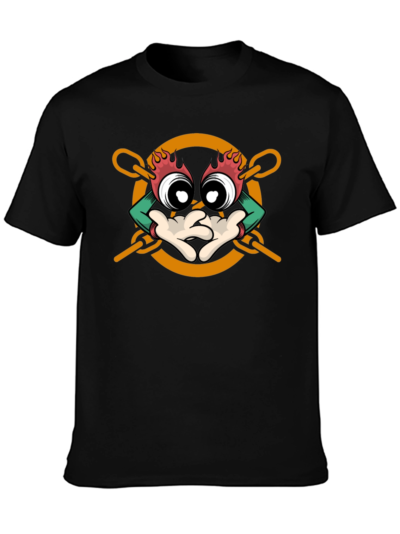 Cartoon Character Graphic Print Black T-Shirt
