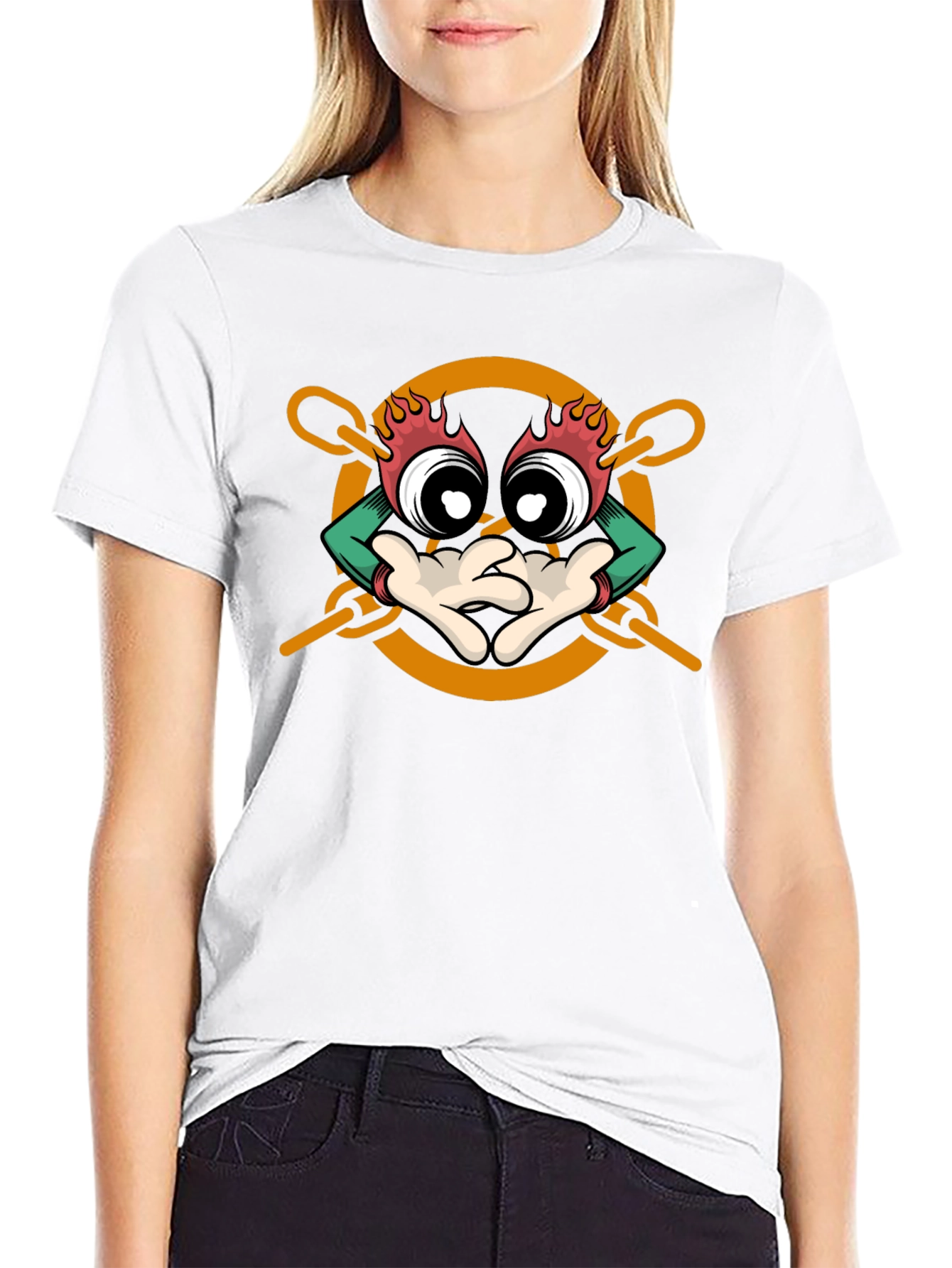Cartoon Character Graphic Print Black T-Shirt