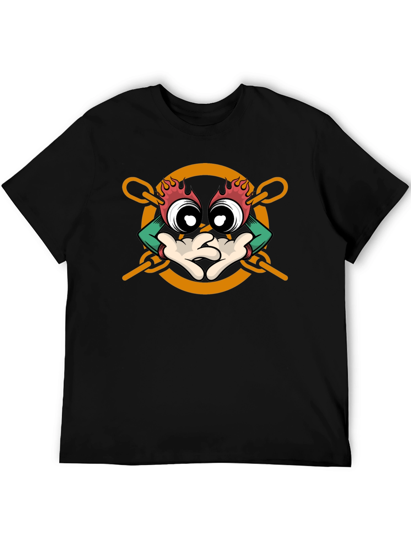 Cartoon Character Graphic Print Black T-Shirt
