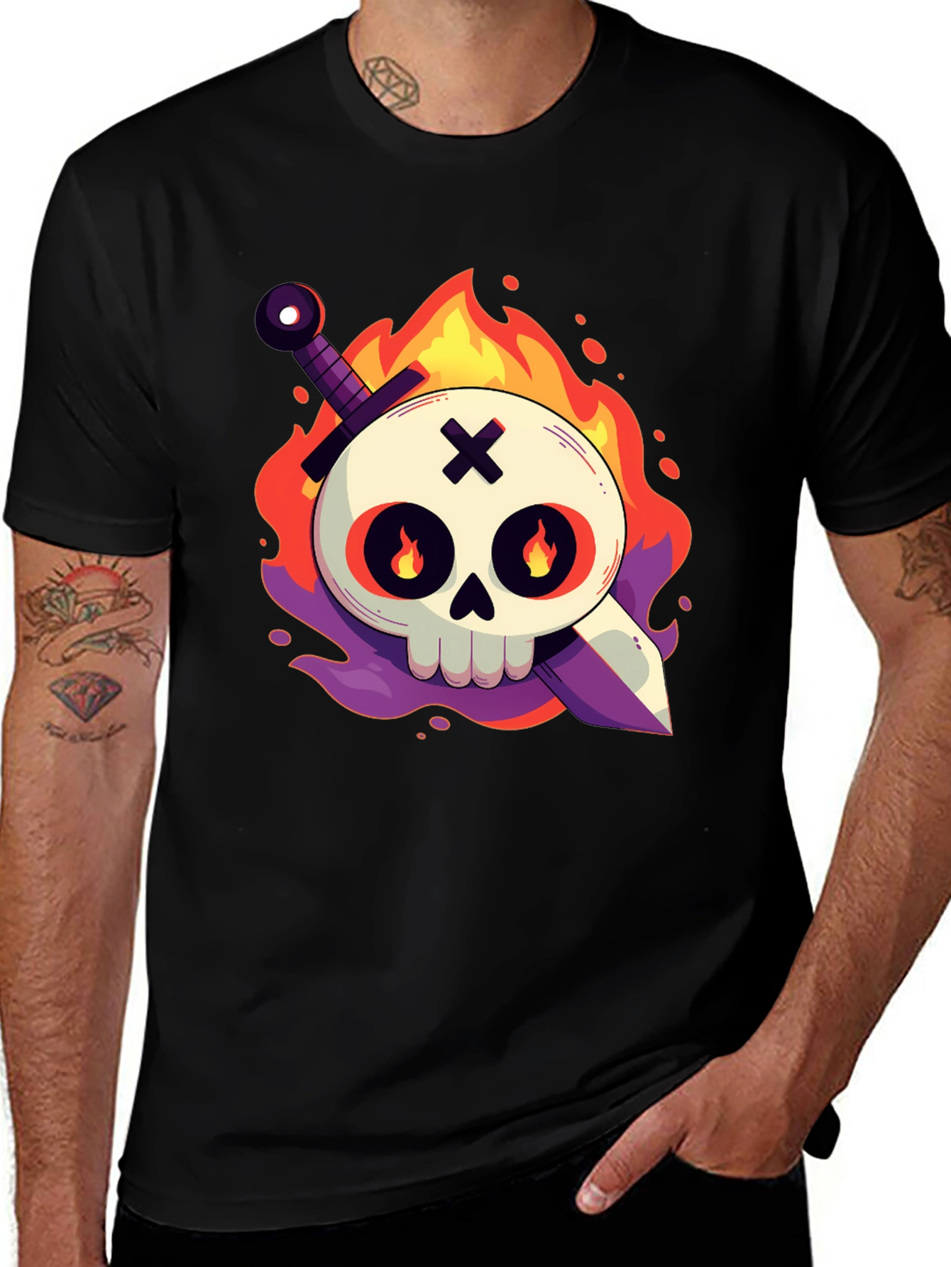 Skull & Sword Graphic Tee - Black