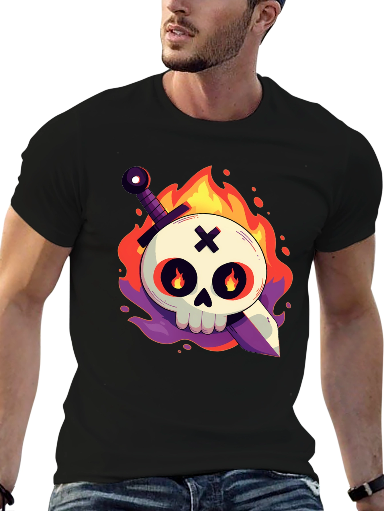 Skull & Sword Graphic Tee - Black
