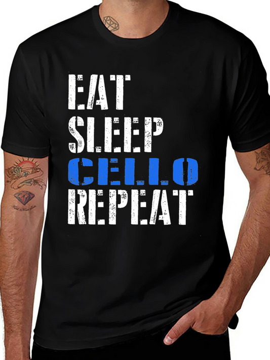 Eat Sleep Cello Repeat Black Graphic Tee