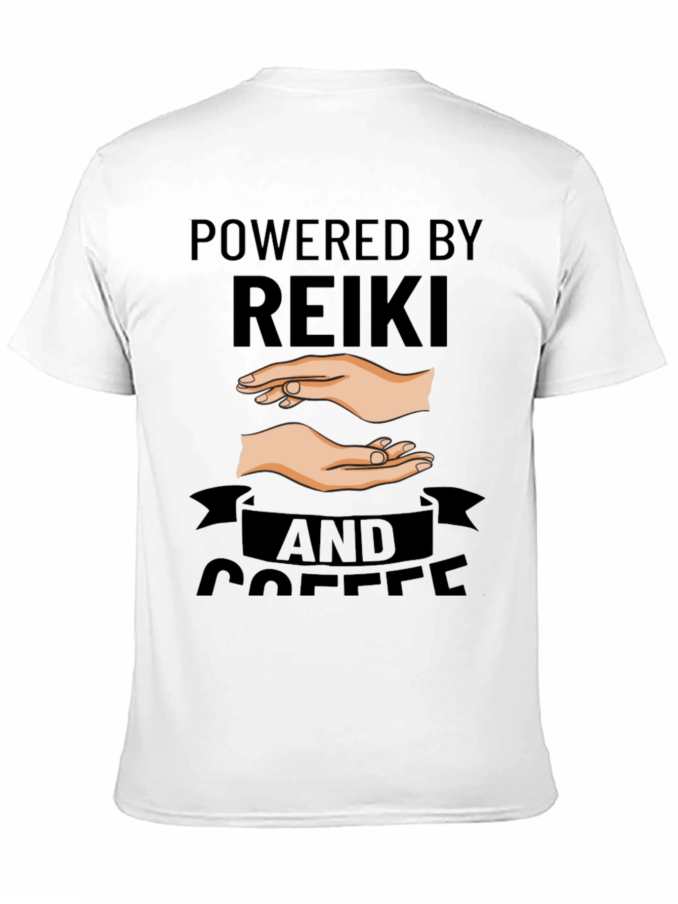 Powered by Reiki and Coffee Black T-Shirt