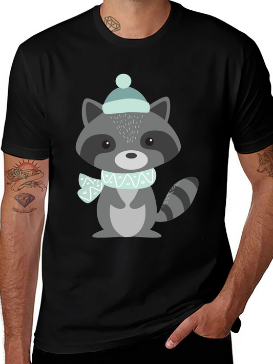 Cute Raccoon Winter Hat Graphic Tee
