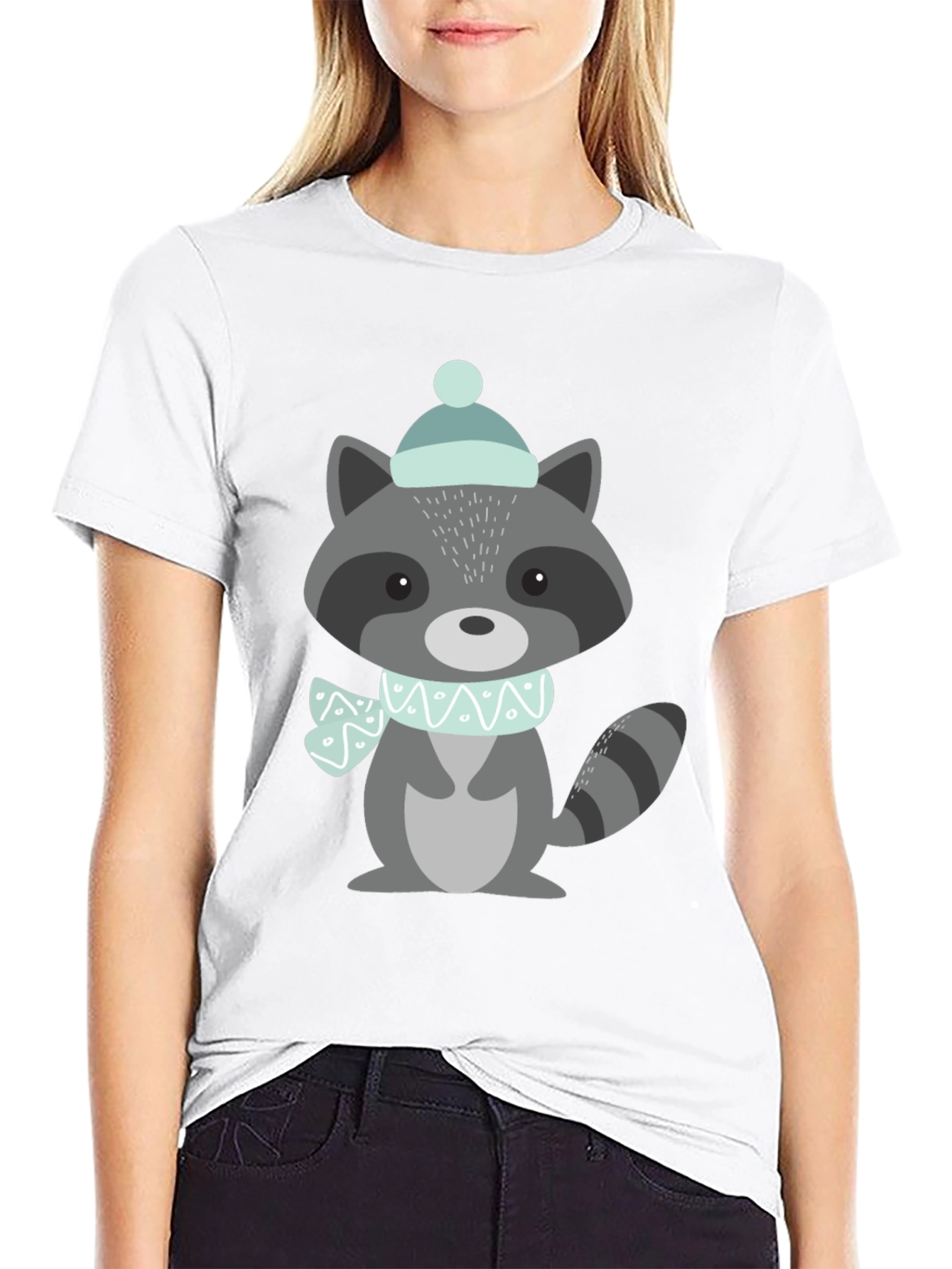 Cute Raccoon Winter Hat Graphic Tee