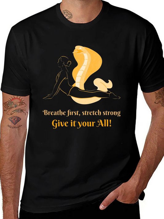 Yoga Cobra Pose Graphic Tee - Breathe Stretch All In!