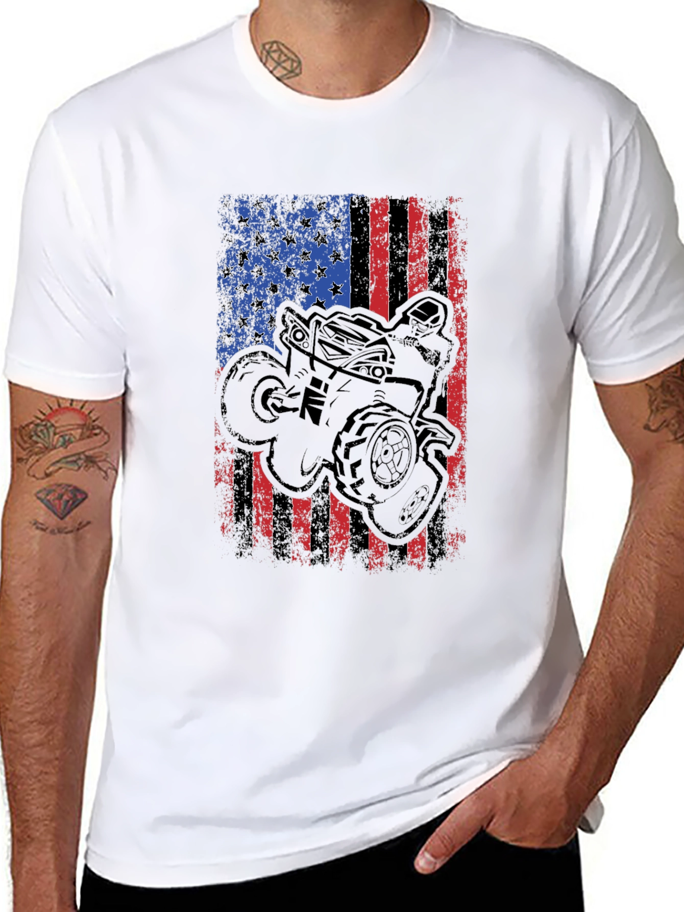 American Flag ATV Rider Graphic Tee