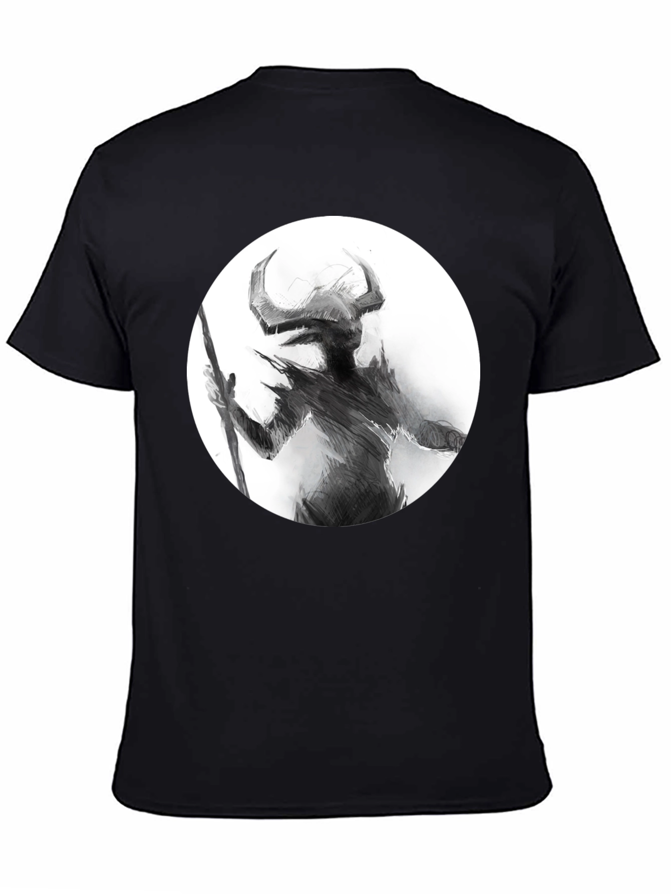 Horned Silhouette Graphic Tee - Stylish Black Shirt