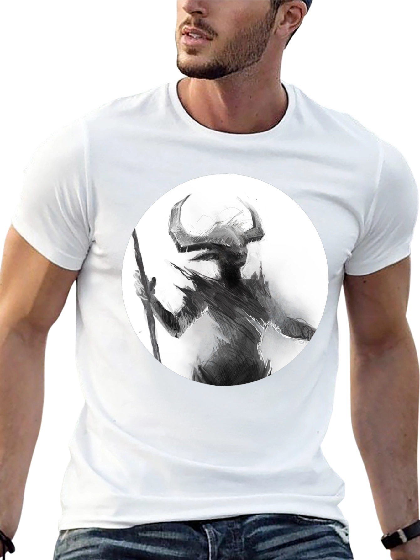 Horned Silhouette Graphic Tee - Stylish Black Shirt