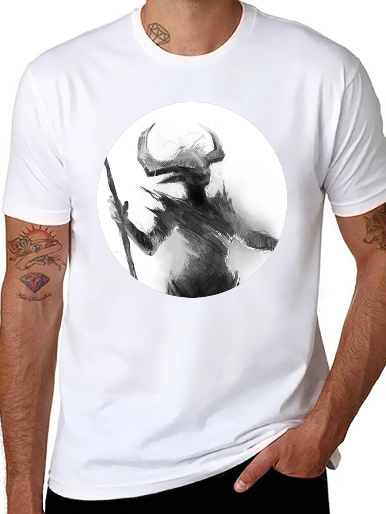 Horned Silhouette Graphic Tee - Stylish Black Shirt