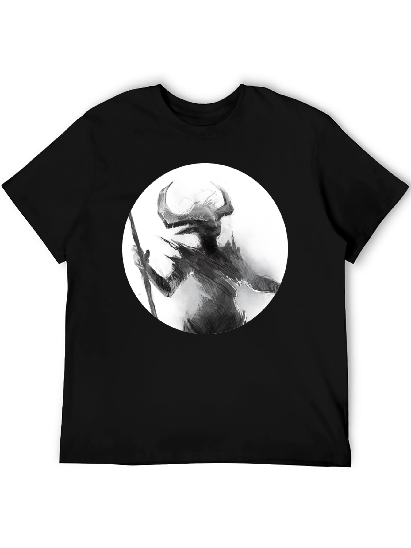 Horned Silhouette Graphic Tee - Stylish Black Shirt