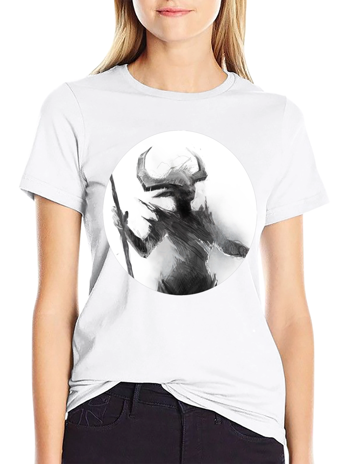 Horned Silhouette Graphic Tee - Stylish Black Shirt
