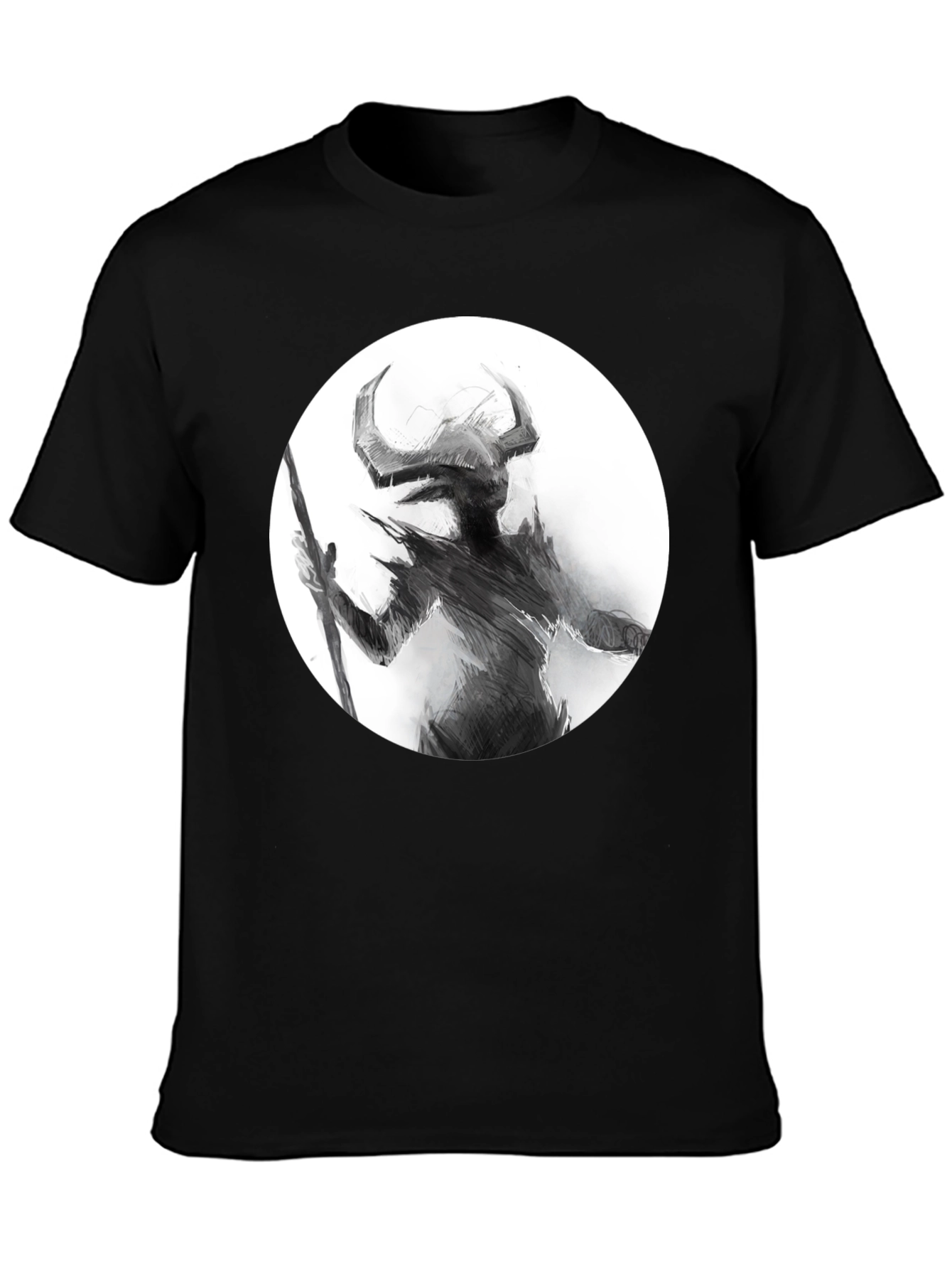 Horned Silhouette Graphic Tee - Stylish Black Shirt