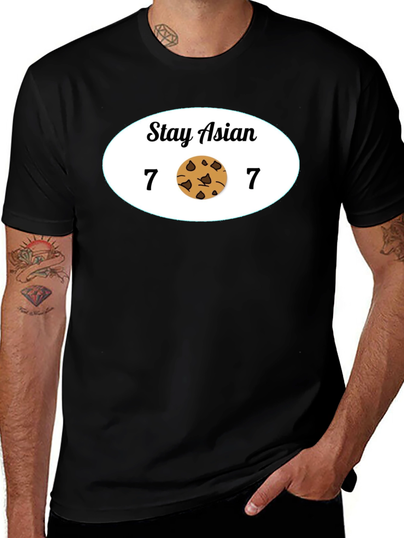 Stay Asian 7 Cookie 7 Funny Graphic Tee