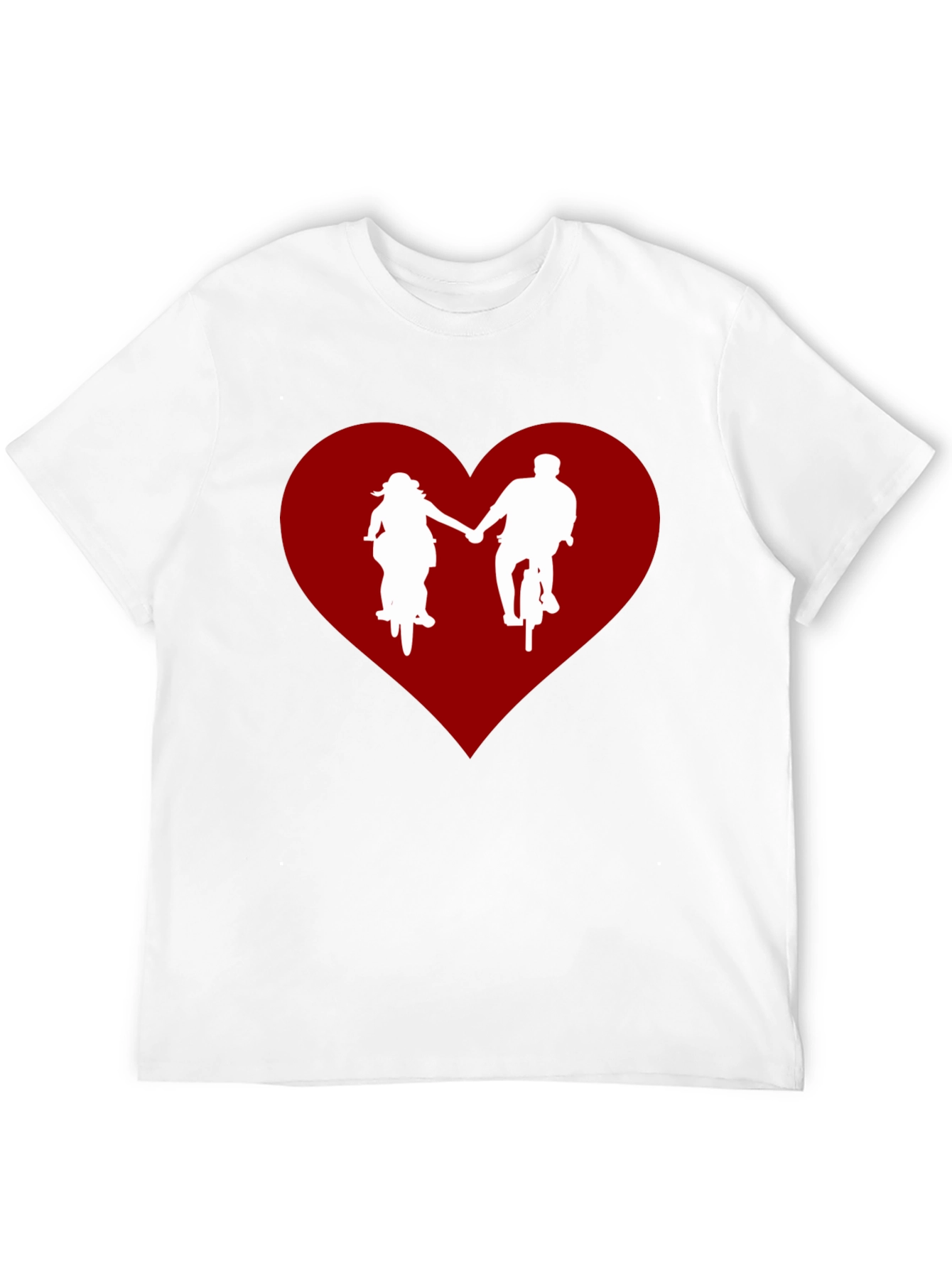Couple Biking in Heart Black T-Shirt