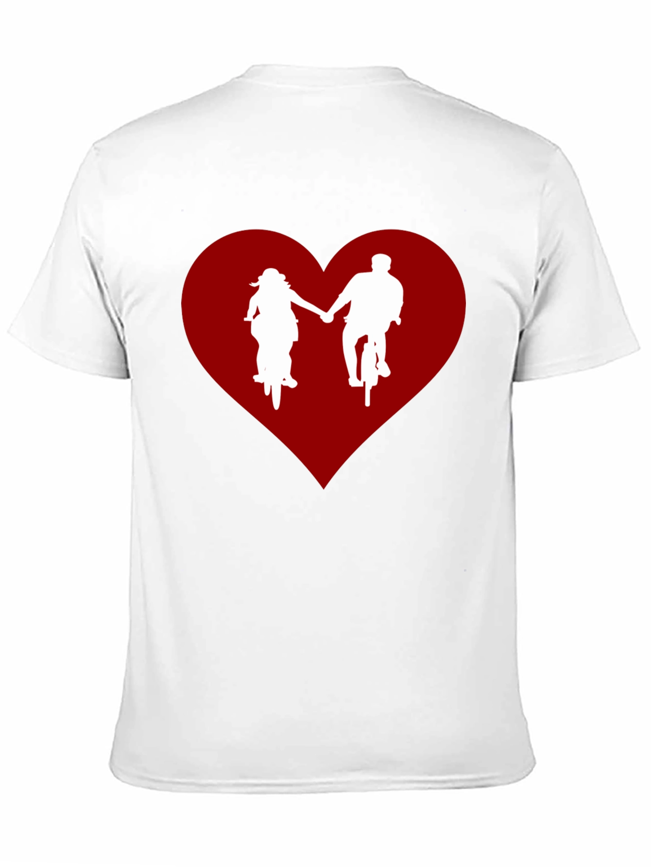 Couple Biking in Heart Black T-Shirt