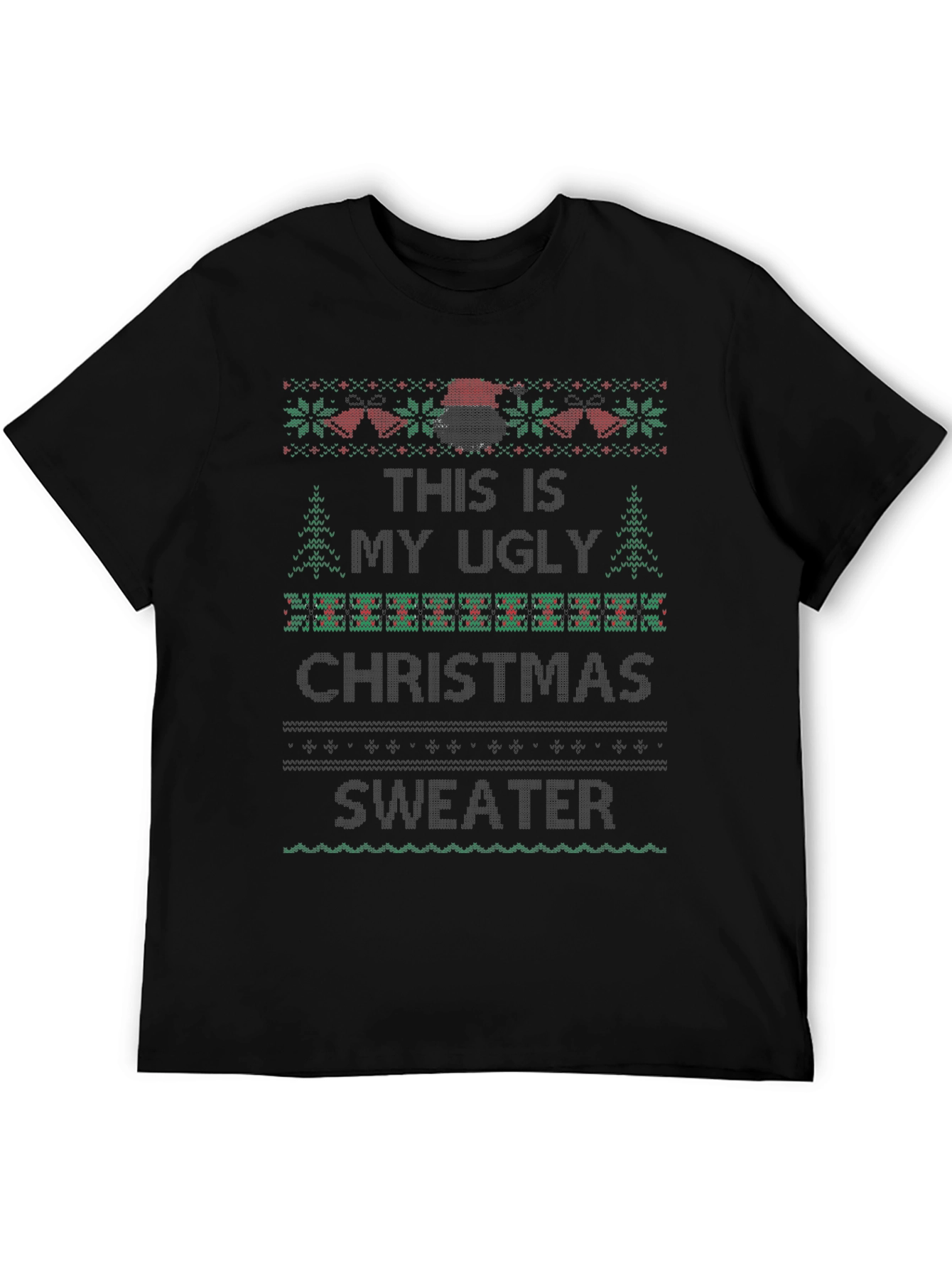 Ugly Christmas Sweater Graphic Tee Black