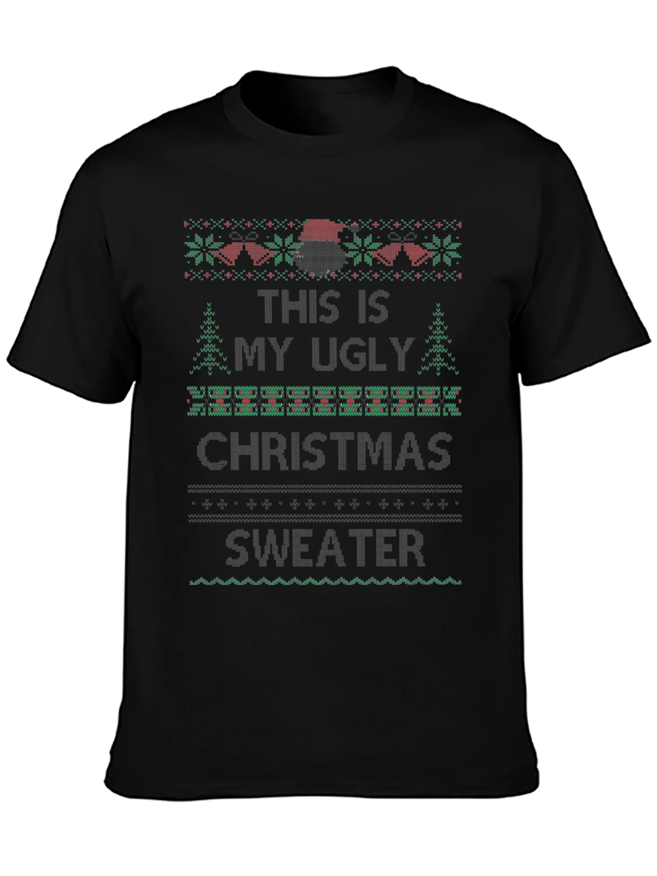 Ugly Christmas Sweater Graphic Tee Black