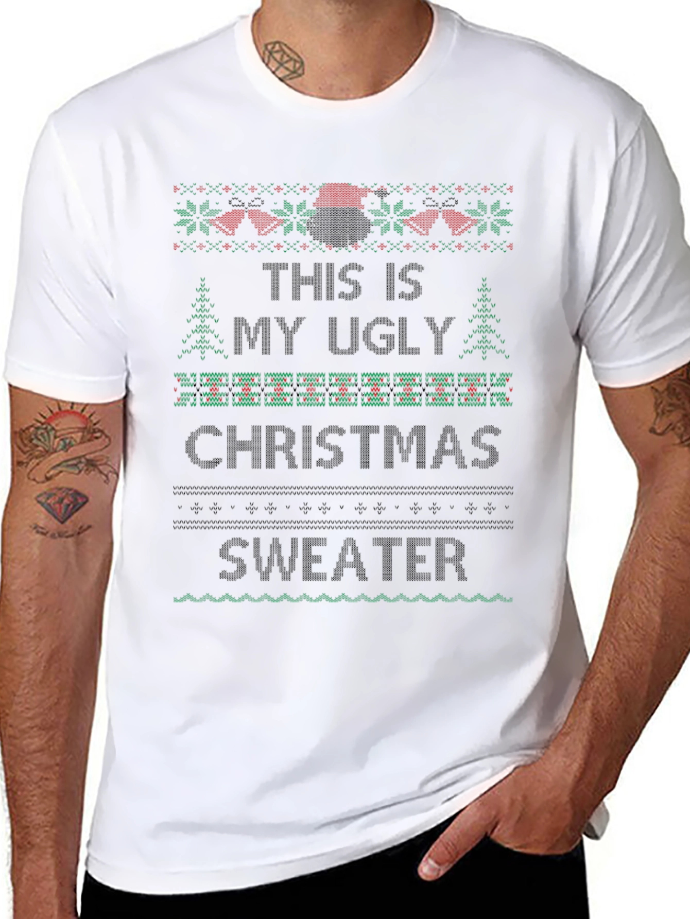 Ugly Christmas Sweater Graphic Tee Black
