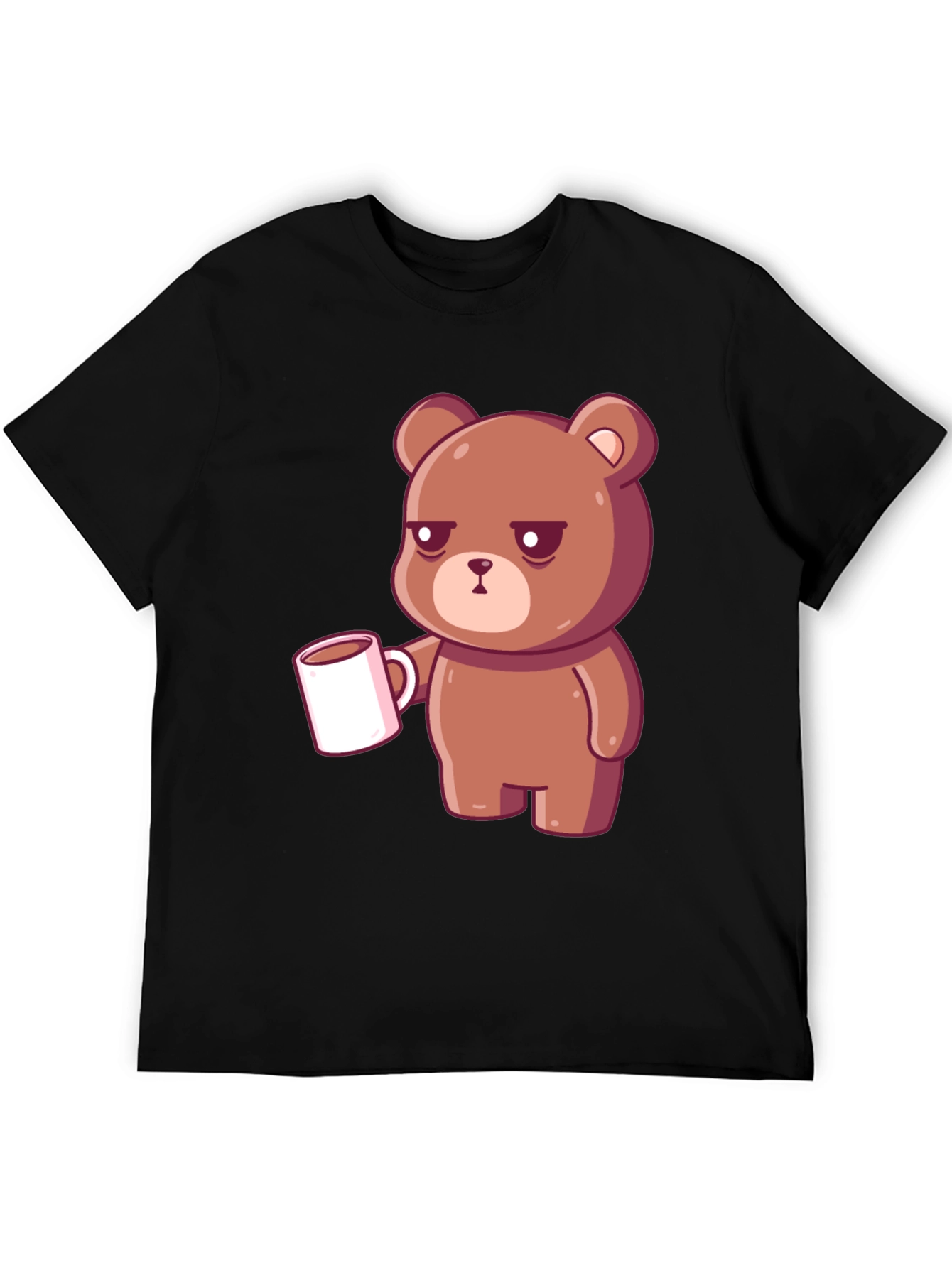 Sleepy Bear Coffee T-Shirt - Black Casual Tee