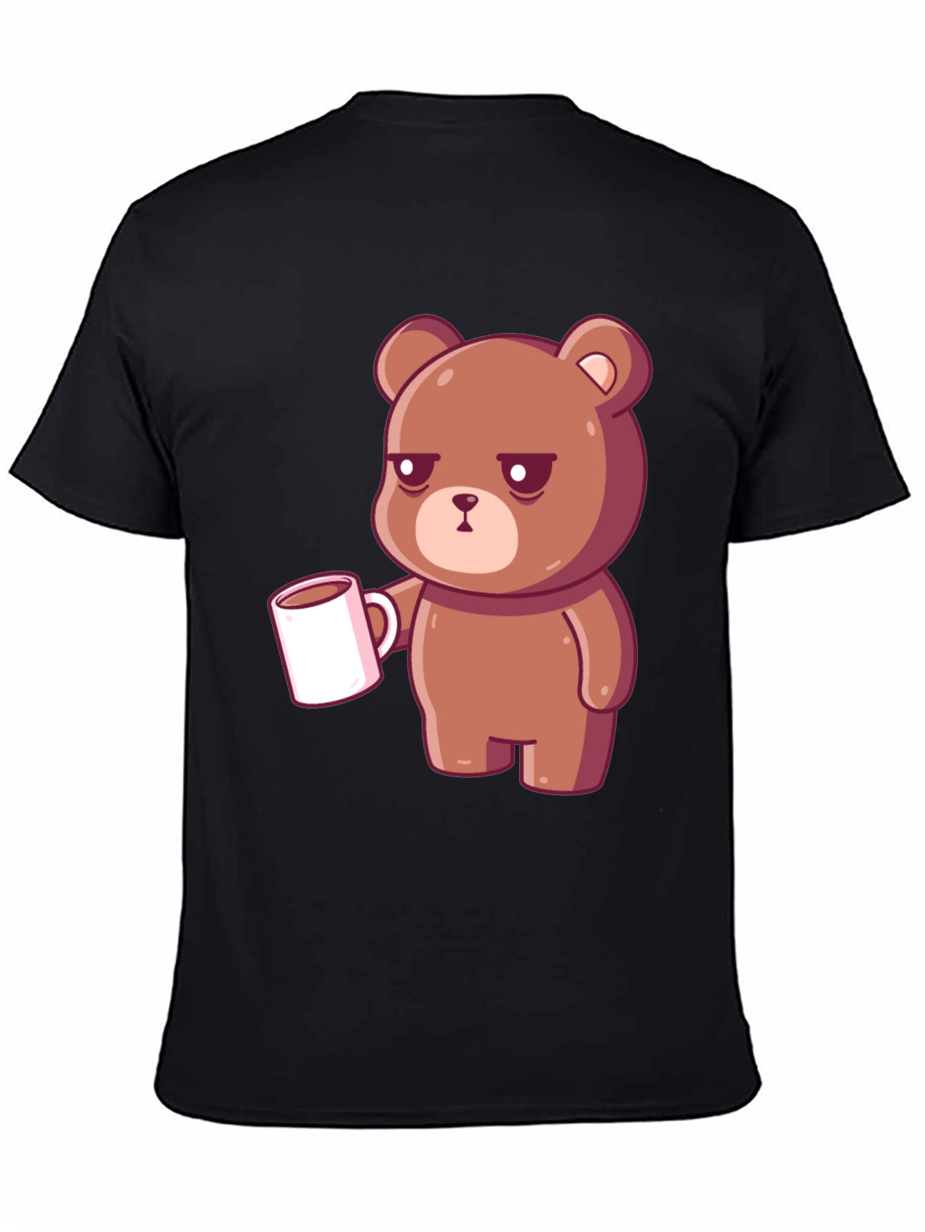 Sleepy Bear Coffee T-Shirt - Black Casual Tee