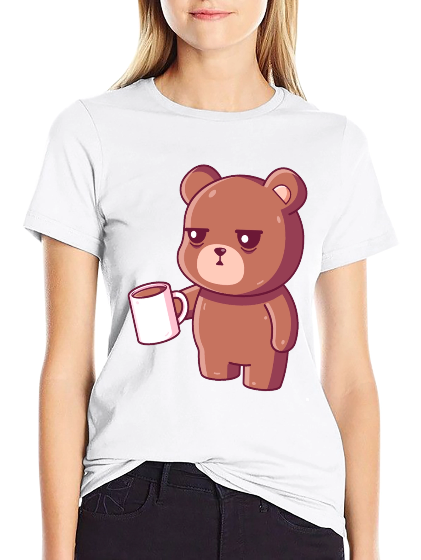 Sleepy Bear Coffee T-Shirt - Black Casual Tee