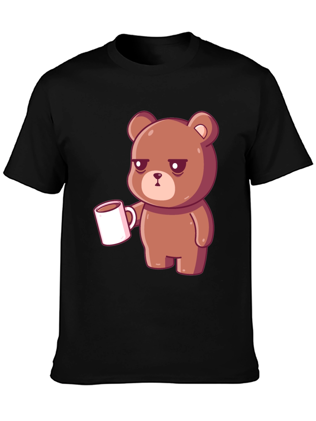 Sleepy Bear Coffee T-Shirt - Black Casual Tee