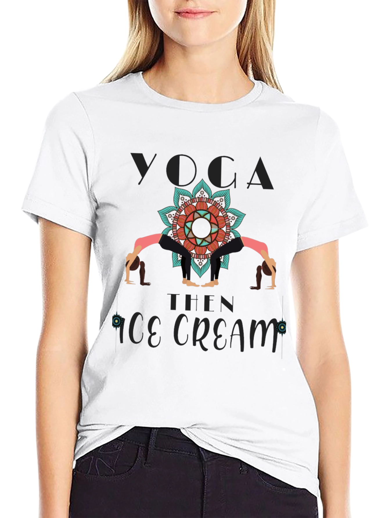 Yoga Then Ice Cream Graphic T-Shirt