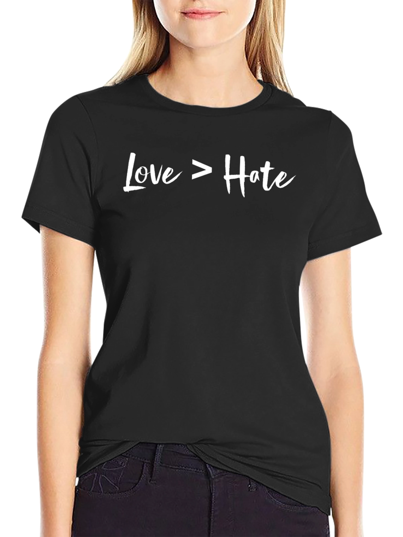 Love Over Hate Graphic Tee - Black Casual T-Shirt
