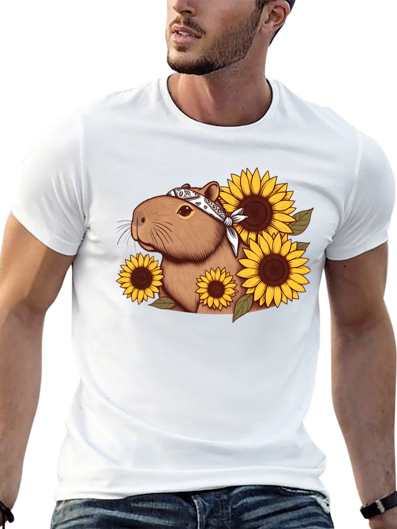 Capybara Sunflower Graphic Tee