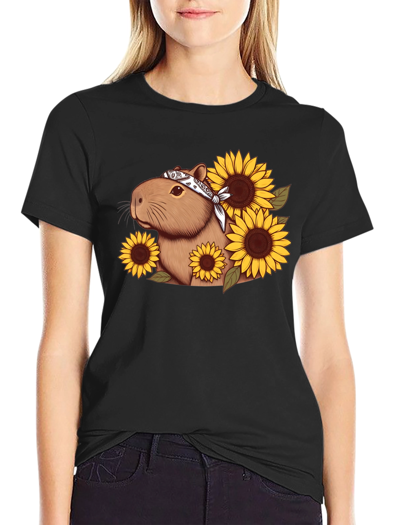 Capybara Sunflower Graphic Tee