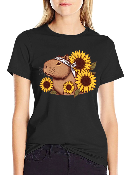 Capybara Sunflower Graphic Tee