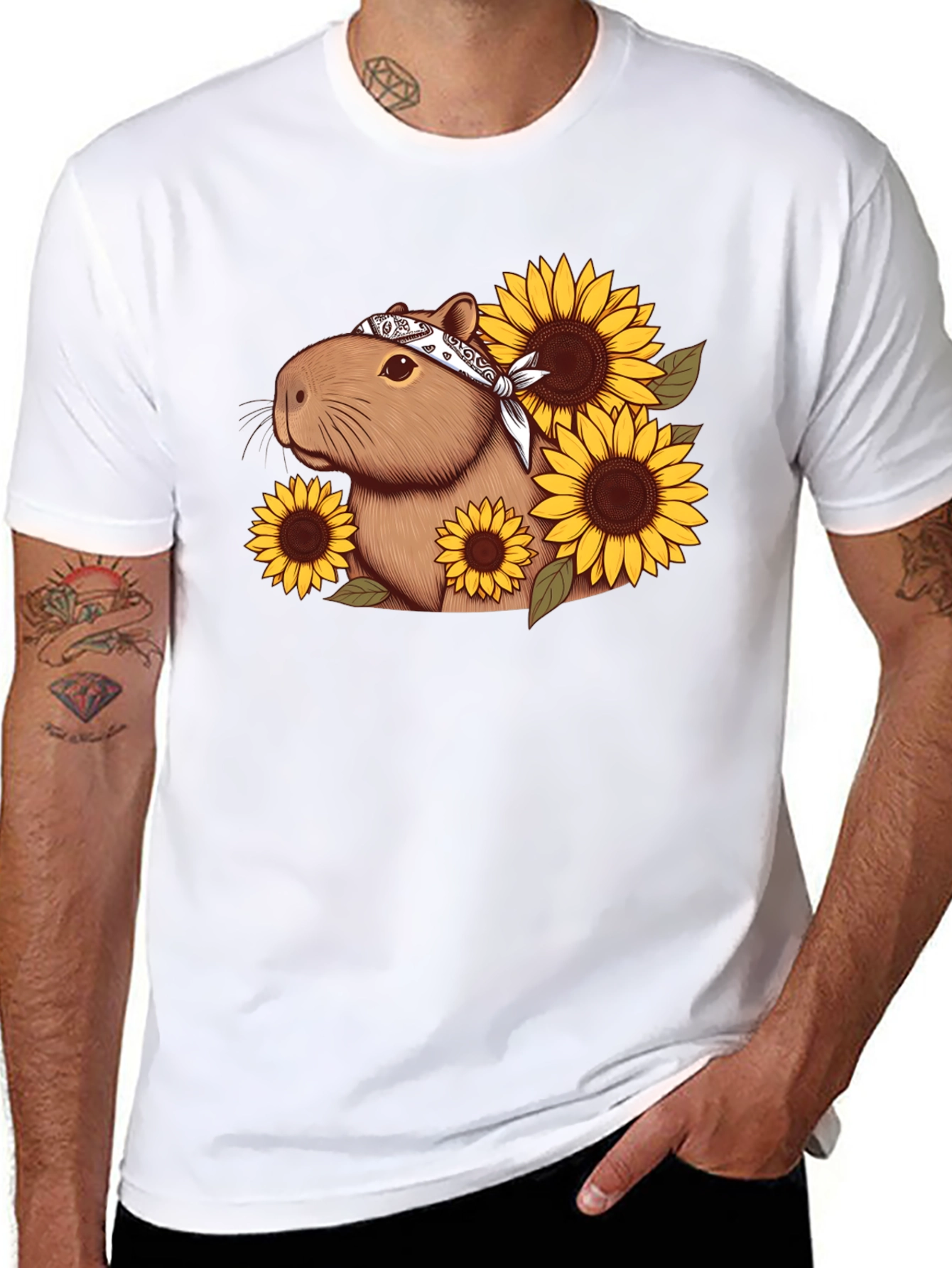 Capybara Sunflower Graphic Tee