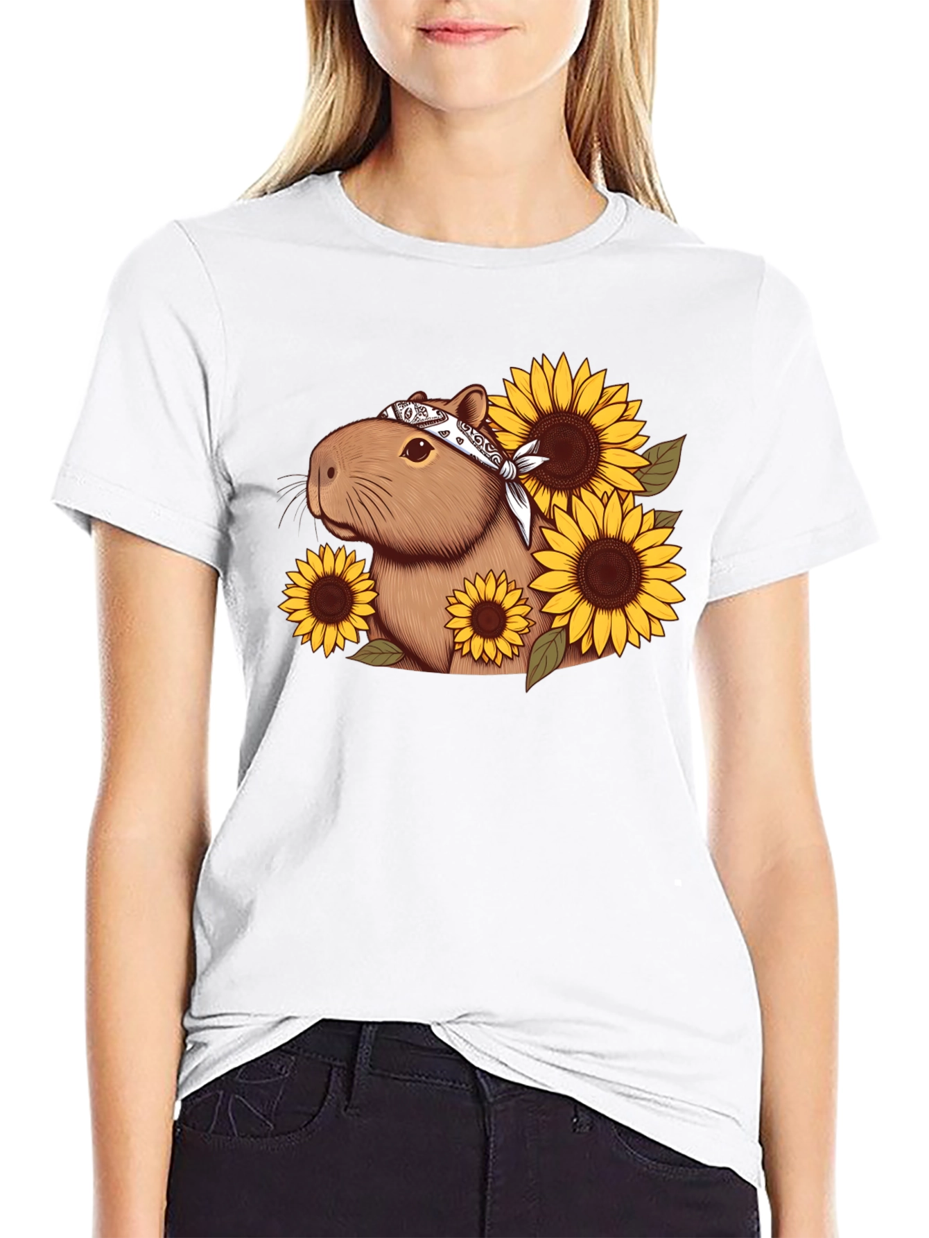 Capybara Sunflower Graphic Tee