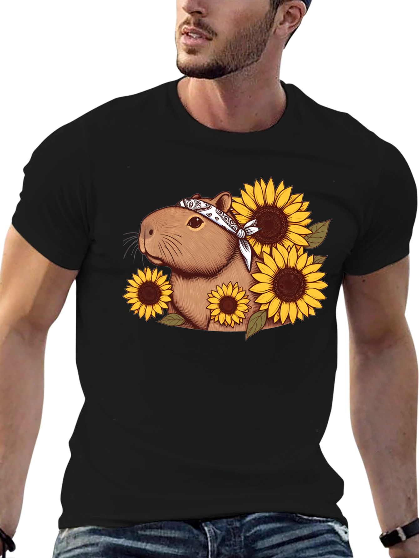 Capybara Sunflower Graphic Tee