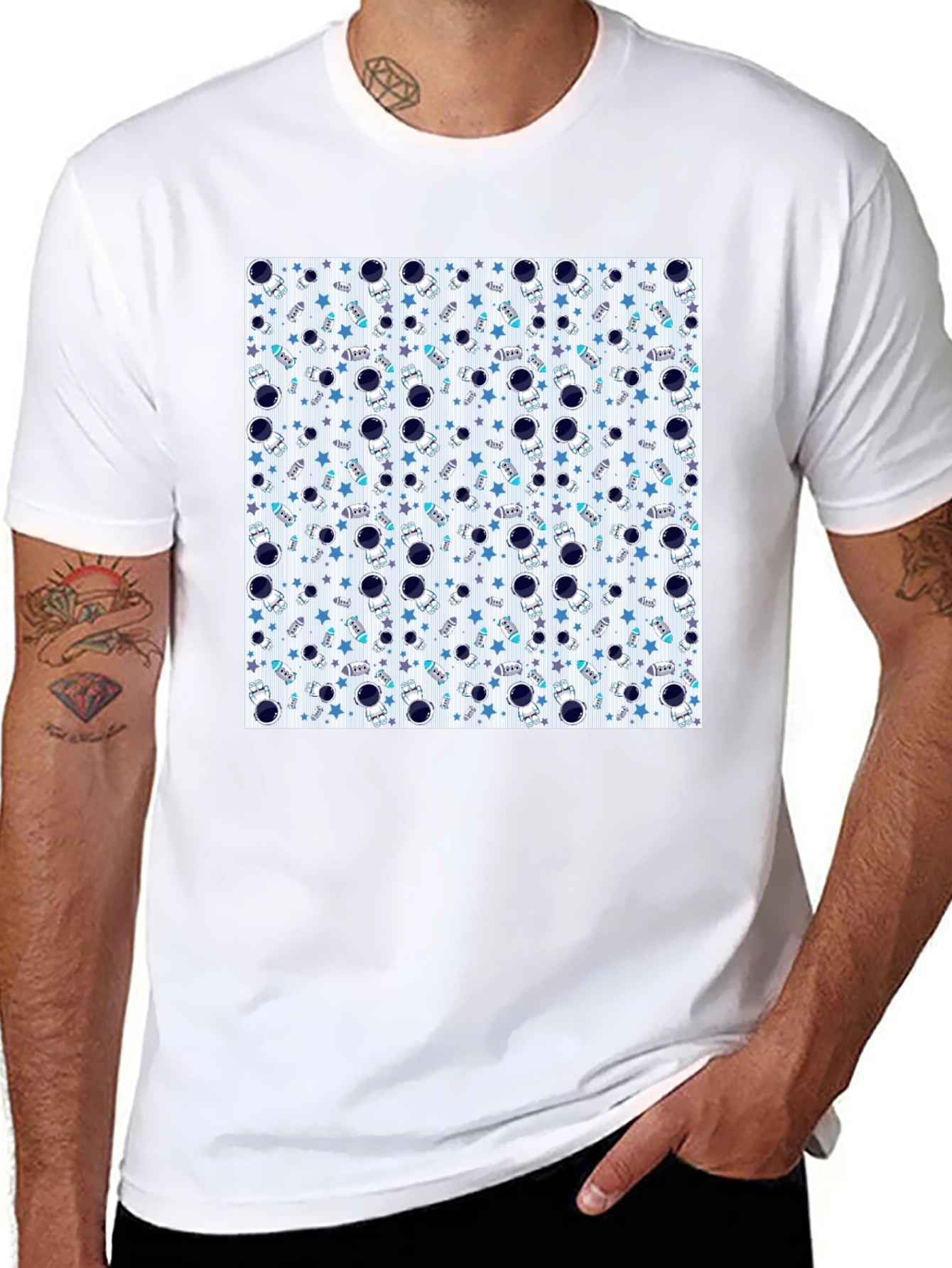 Astronauts & Stars Graphic Black T-Shirt