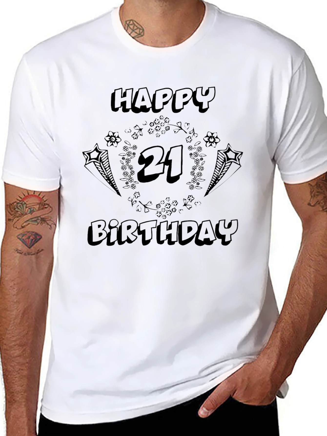 Happy 21st Birthday Black Graphic Tee