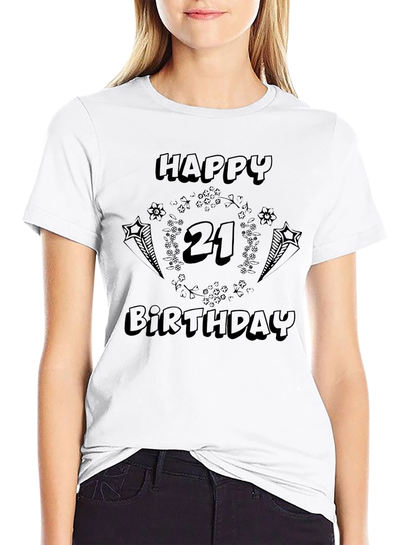 Happy 21st Birthday Black Graphic Tee