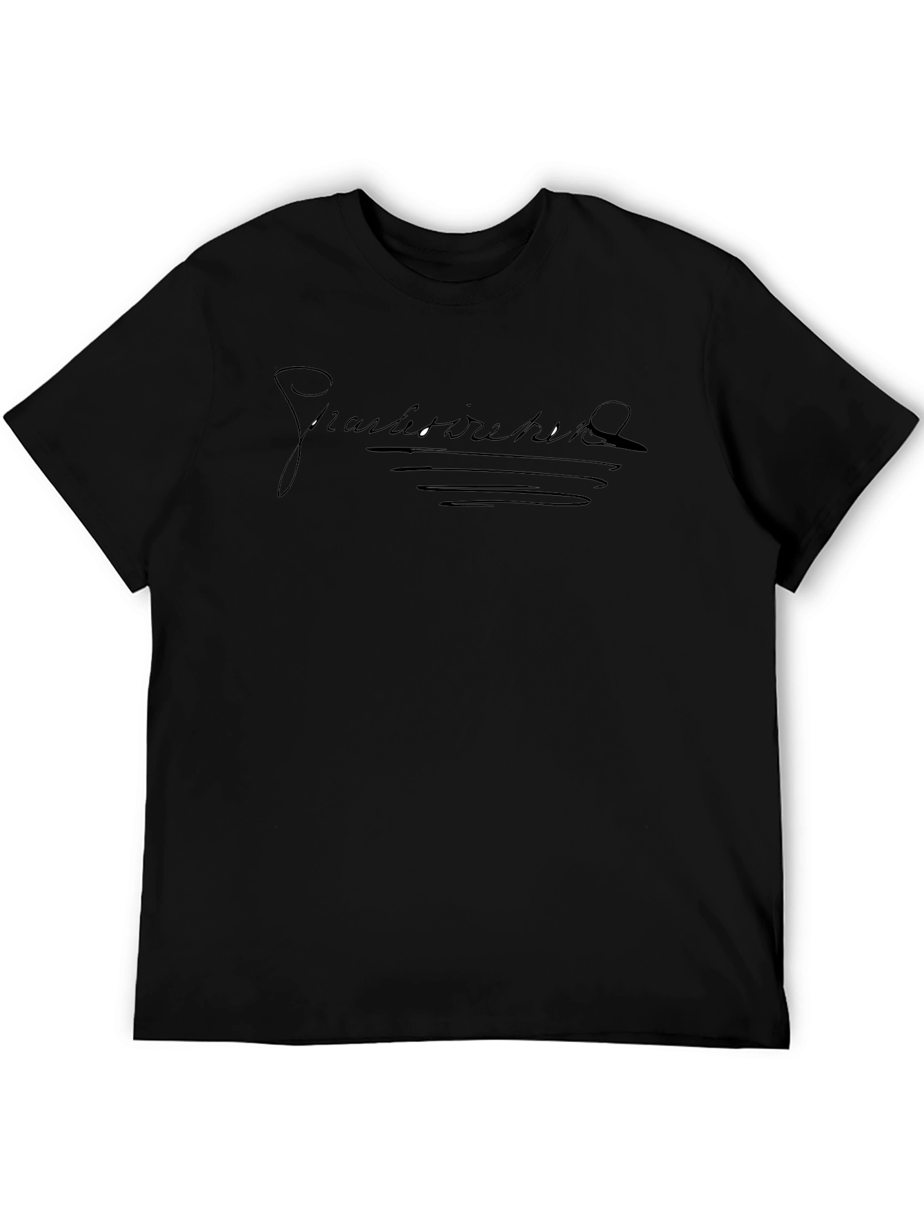 Stylish Black T-Shirt with Artistic Script Design