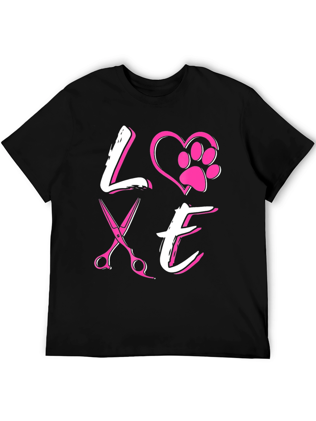 Love Dog Grooming T-Shirt Pet Paw Heart Scissors