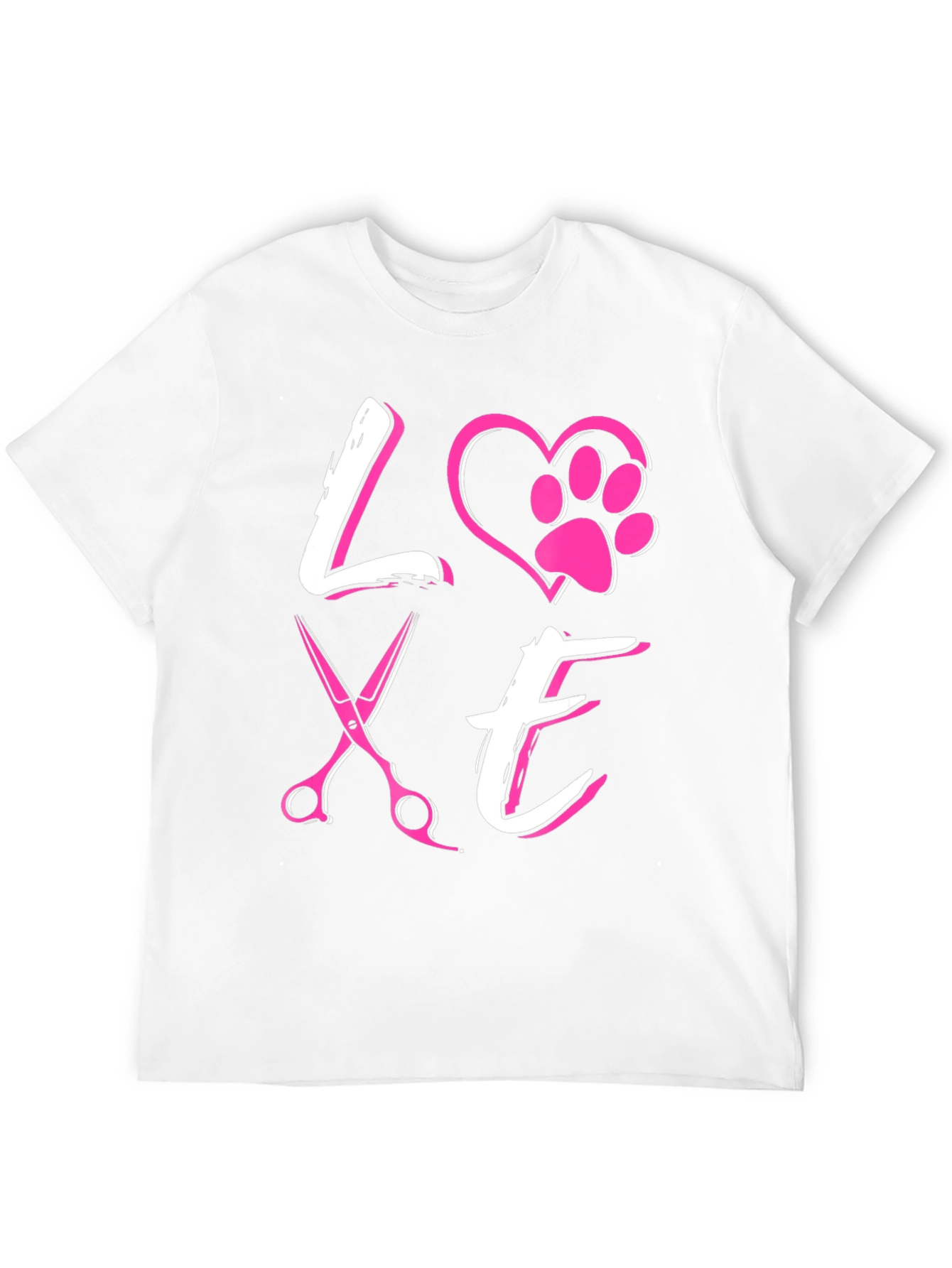 Love Dog Grooming T-Shirt Pet Paw Heart Scissors