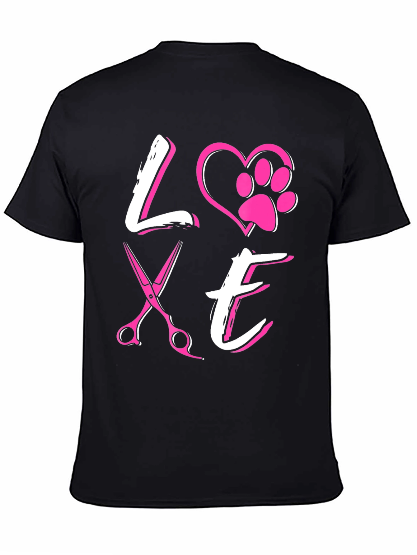 Love Dog Grooming T-Shirt Pet Paw Heart Scissors