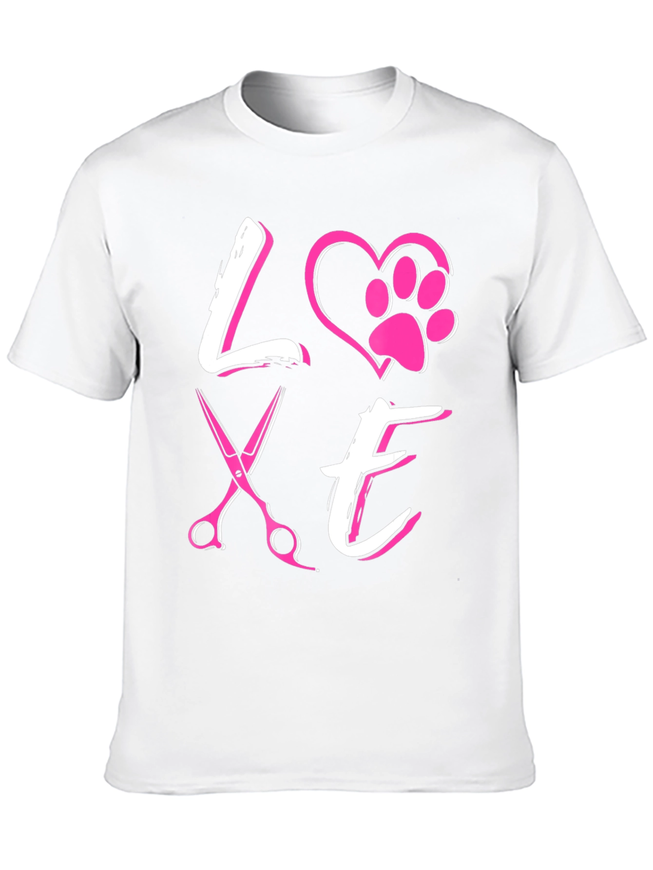 Love Dog Grooming T-Shirt Pet Paw Heart Scissors