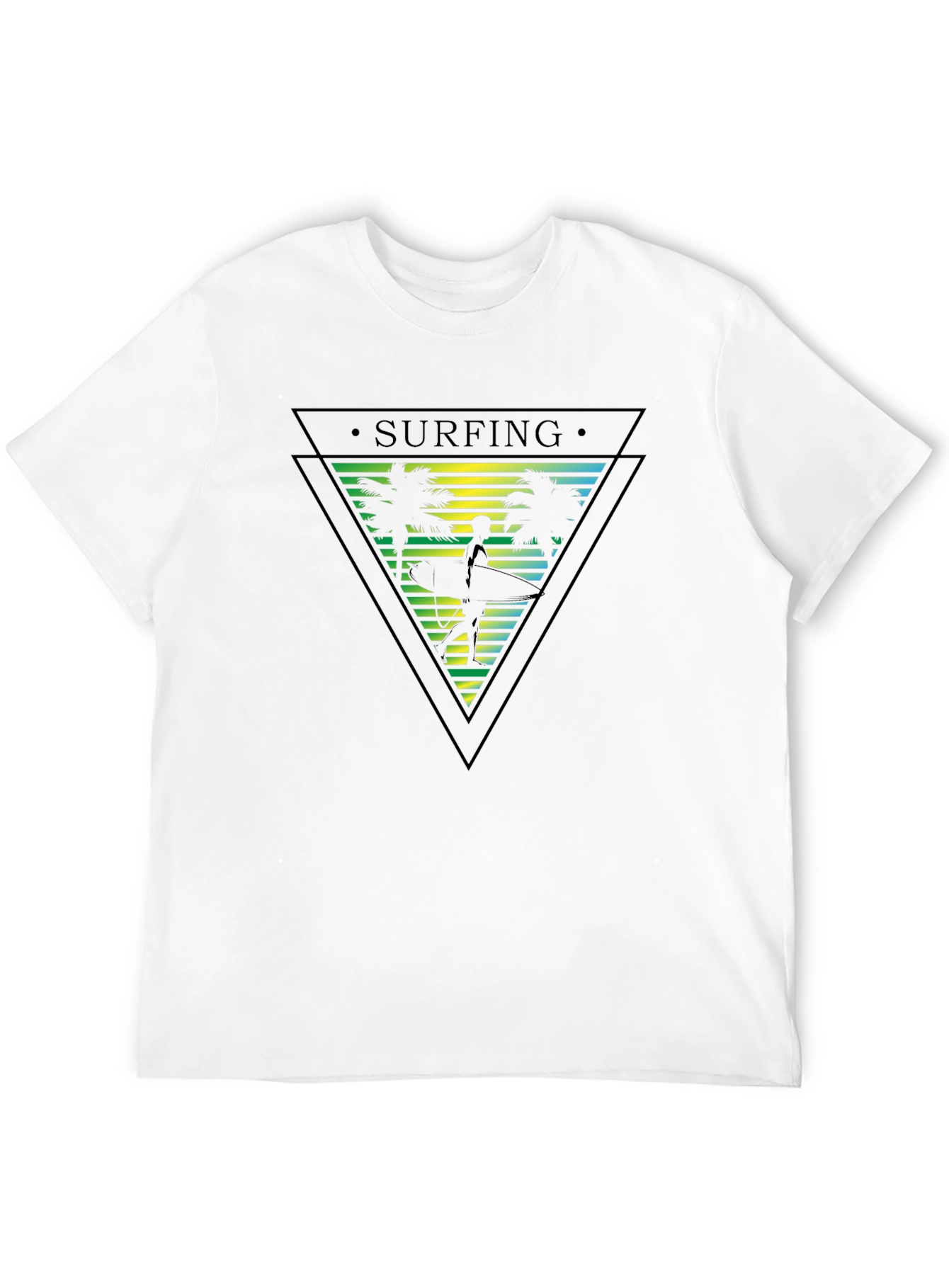 Surfing Palm Tree Graphic Mens T-Shirt