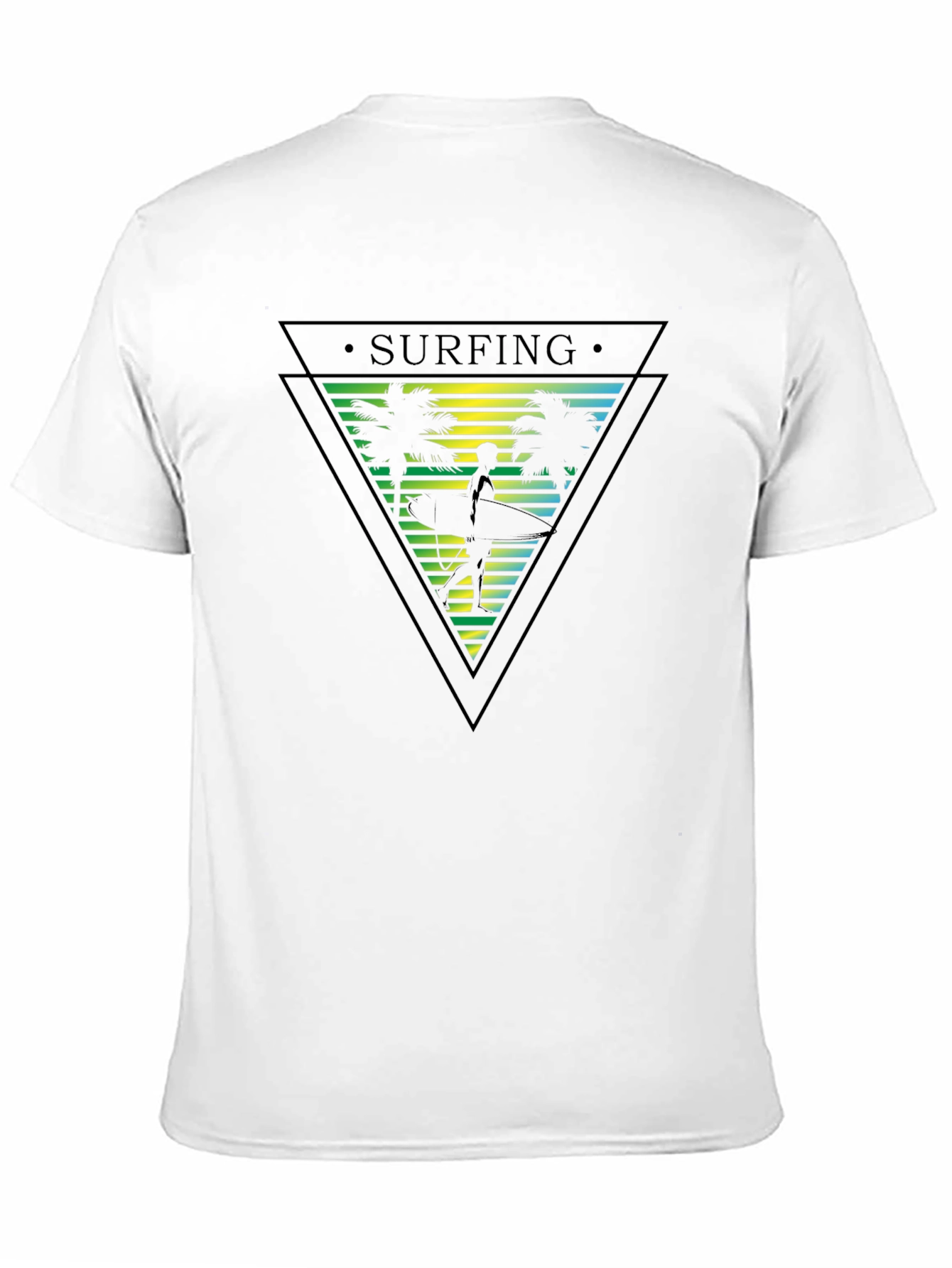 Surfing Palm Tree Graphic Mens T-Shirt
